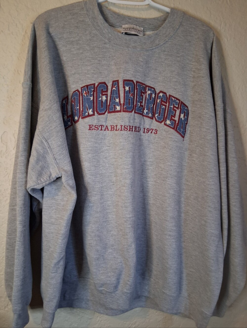 Longaberger Oversized Gray Crewneck Sweatshirt with Red & Blue Logo SZ 2X